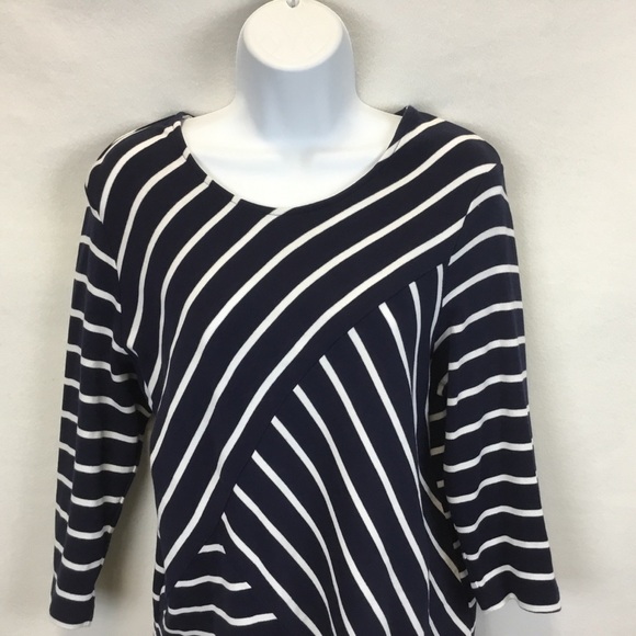 Chico's Blue White Striped Tunic Top. - Picture 3 of 9